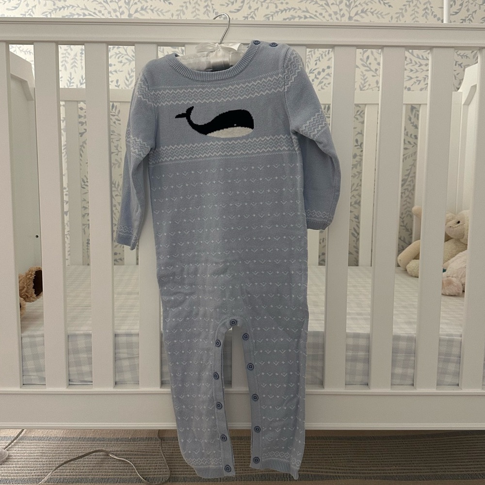 NWT never worn Janie & Jack knit whale romper size 18 - 24 months